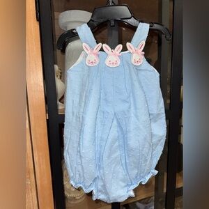 Cecil & Lou bunny bubble swissdot romper bows baby girl 3D appliqués easter